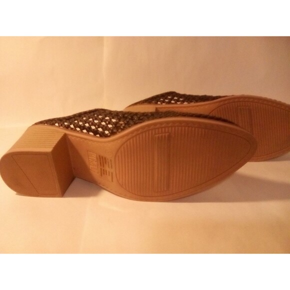 Time And Tru Black Woven Mesh Block Heel Mules Size 8.5 Slip on Backless Shoes - Picture 3 of 5